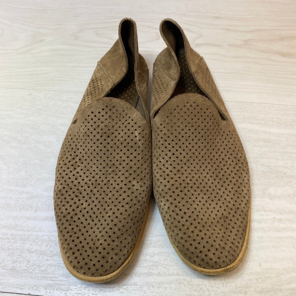Pedro Garcia Womens 8.5 39 Loafers Perforated Tan Suede Leather Sole Slip On